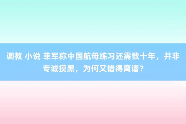 调教 小说 菲军称中国航母练习还需数十年，并非专诚摸黑，为何又错得离谱？