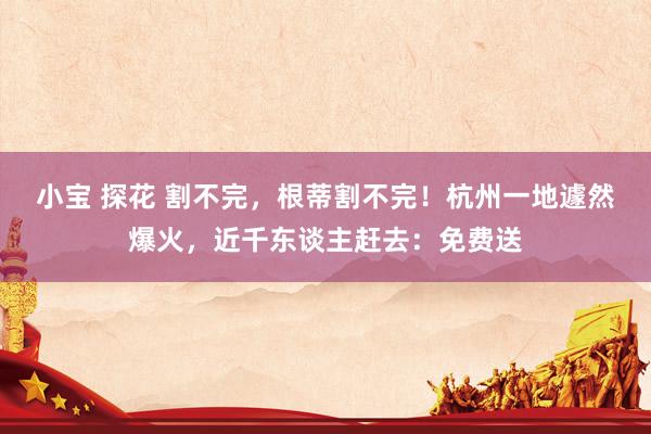 小宝 探花 割不完，根蒂割不完！杭州一地遽然爆火，近千东谈主赶去：免费送