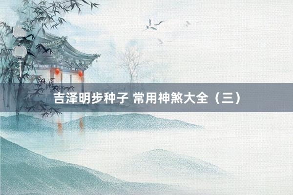 吉泽明步种子 常用神煞大全（三）